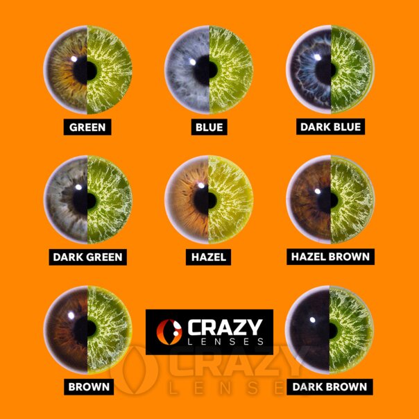 Lentilles de contact jaunes UV I-Glow Cosplay (journalières) | Crazy Lenses