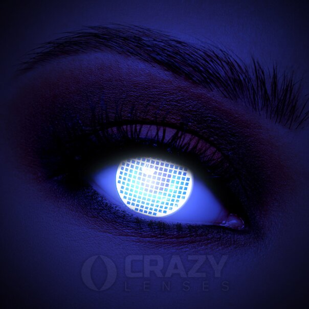 Weiße UV-Glow Kostum-Kontaktlinsen (Tageslinsen) | Crazy Coloured Lenses