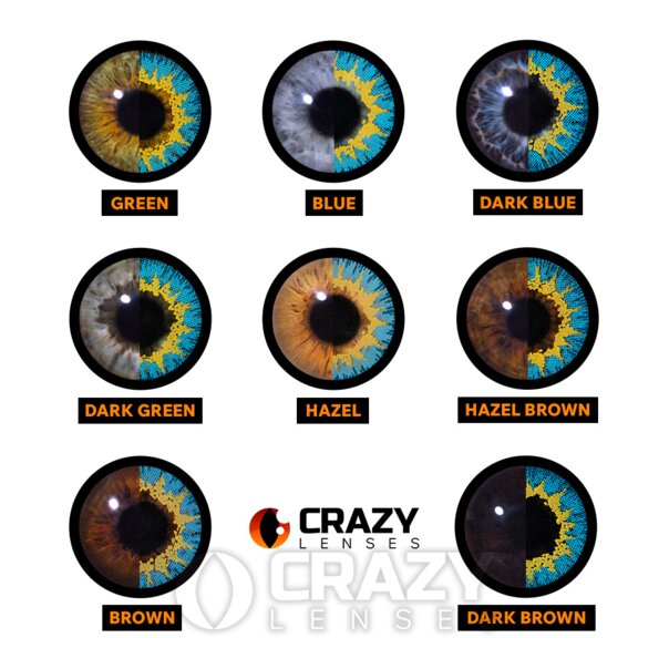 Yellow/Blue Fusion Natural Contact Lenses (1 Day) | Crazy Coloured Lenses